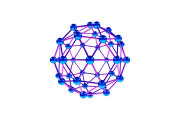 3d rendering illustration .Molecule and atoms structure model  isolated white background. Science or medical geometric shapes on the intersections of lines concept.