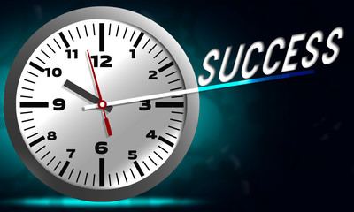 White clock with words success