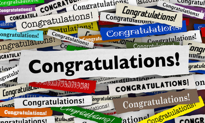 Congratulations Headlines Good News Announcement Big Winner 3d Illustration