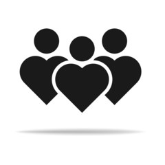 Group Icons , body shape as a heart - Vector illustration 