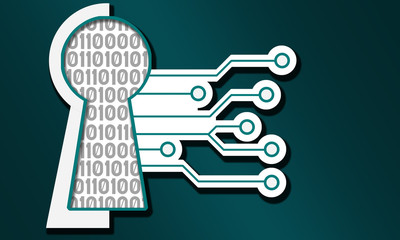 Cyber security icon isolated on blue background