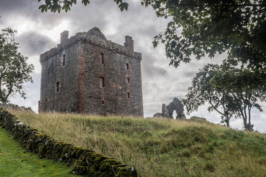 Balvaird Castle Ruin in Scotland on a Dramatic Overcast Day