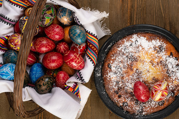 Holy Week Easter Eggs and Pasca, a Romanian Traditional Cake for Easter