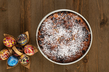 Holy Week Easter Eggs and Pasca, a Romanian Traditional Cake for Easter