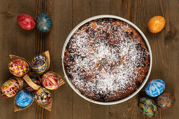 Holy Week Easter Eggs and Pasca, a Romanian Traditional Cake for Easter