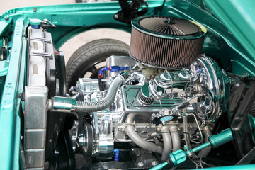 A super shiny chrome custom engine.