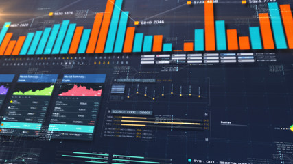 Business stock market, trading, info graphic with animated graphs, charts and data numbers insight...