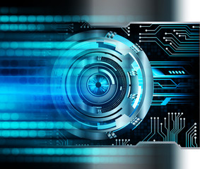 Blue eye cyber circuit future technology concept background