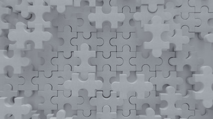 Blank white puzzle 3D render illustration