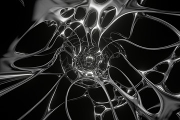 Abstract sci-fi tunnel with neon light. Cyberpunk style. 3d rendering - illustration.