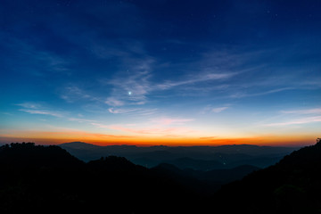 Fototapeta premium Majestic sunset sky over the mountains landscape