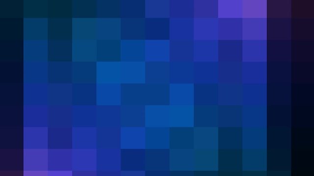 Changing colours in red, orange, blue, teal, purple hypnotic mosaic animated pixelated gradient background in motion moving slowly