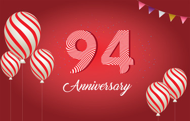 94 years anniversary celebration logo vector template design illustration