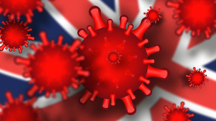 Coronavirus UK theme. Raster wallpaper with flag