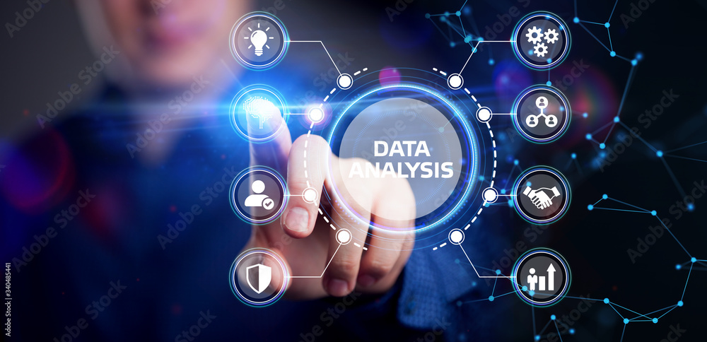 Poster data analysis for business and finance concept. information report for digital business strategy. bu