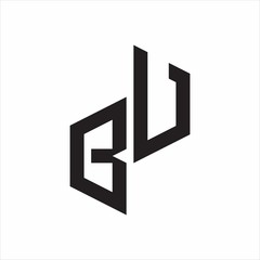 BU Initial Letters logo monogram with up to down style