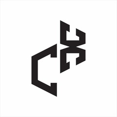 CX Initial Letters logo monogram with up to down style