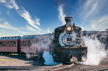 Old Steam Train Leaving the Station
