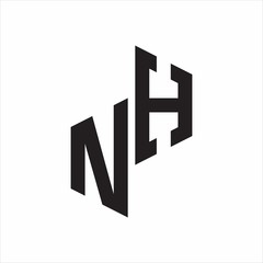 NH Initial Letters logo monogram with up to down style