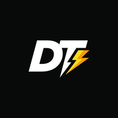 Initial Letter DT with Lightning