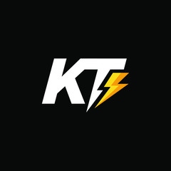 Initial Letter KT with Lightning