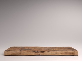 Design concept - front view empty bookshelf and grey wall for mockup, 3D rendering.