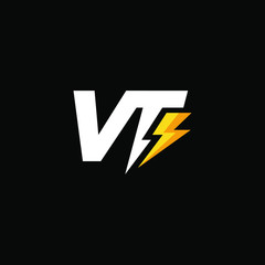 Initial Letter VT with Lightning