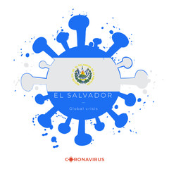 Coronavirus in grunge style with color splashes and national flag :  Vector Illustration