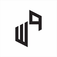 WP Initial Letters logo monogram with up to down style