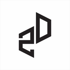 ZD Initial Letters logo monogram with up to down style