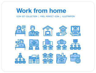 Fototapeta na wymiar Work from home icons set, Set of icons for web and mobile