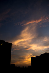 sunset over the city