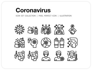Coronavirus icons set, Set of icons for web and mobile