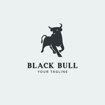 Abstract cow steak premium logo design. Creative bull horns line icon symbol. Luxury wings bird logotype.