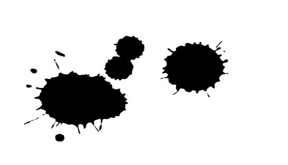 Black ink splashes. Royalty high-quality free best stock photo image of black blots and ink splashes isolated on white background. Grunge splatter, paint splashes, liquid stains, abstract ink drops