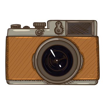 Vector Cartoon Retro Vintage Photo Camera.