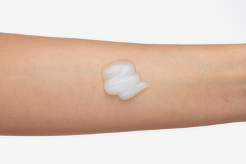 cosmetic texture applied to the forearm.