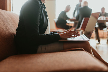 Woman working on a laptop