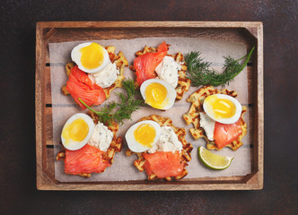 potato waffles with salmon