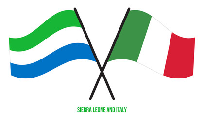 Sierra Leone and Italy Flags Crossed And Waving Flat Style. Official Proportion. Correct Colors