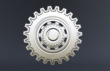 engine gear wheels, industrial background. 3d rendering