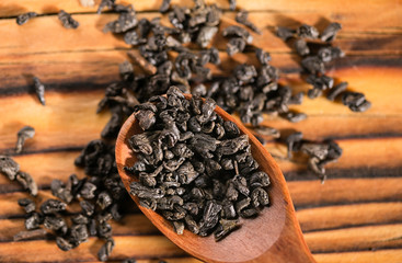 Puer tea on wooden table
