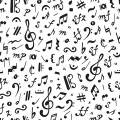 Vector Music background. Musical Notes Seamless Pattern
