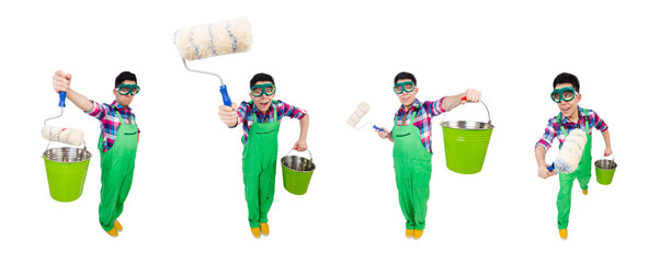 Funny painter isolated on white