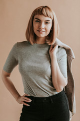 Model with a blunt bob haircut