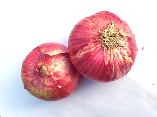 fresh healthy red onion isolated on white background