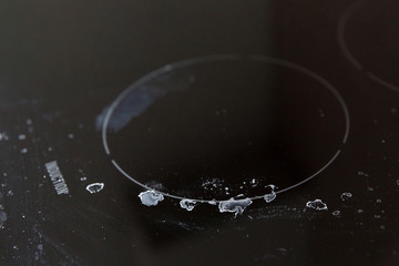 Induction cooker in burnt dried drops of water.