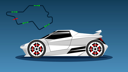 Obraz na płótnie Canvas Modern white color sport car technology, side view.