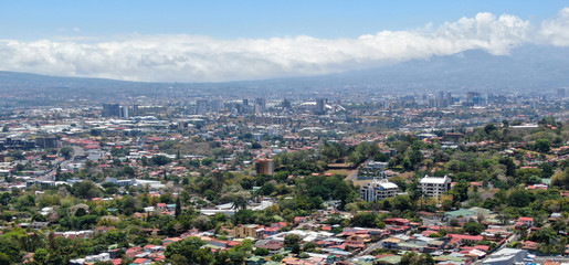 Fototapeta na wymiar Aerial view of La Sabana Park and Costa Rica National Stadium
