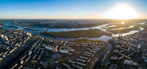 An aerial view of Kyiv (Kiev) city and Dnieper river